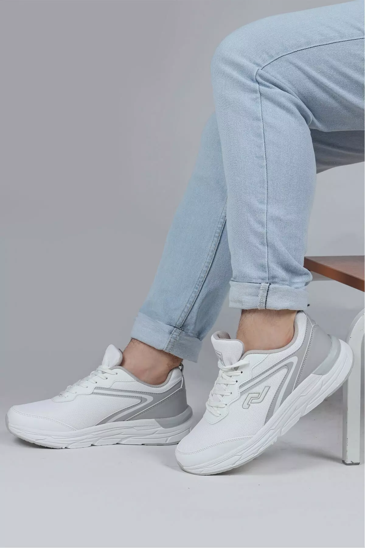 28037 White - Light Gray Men's Sneaker Casual Sports Shoes