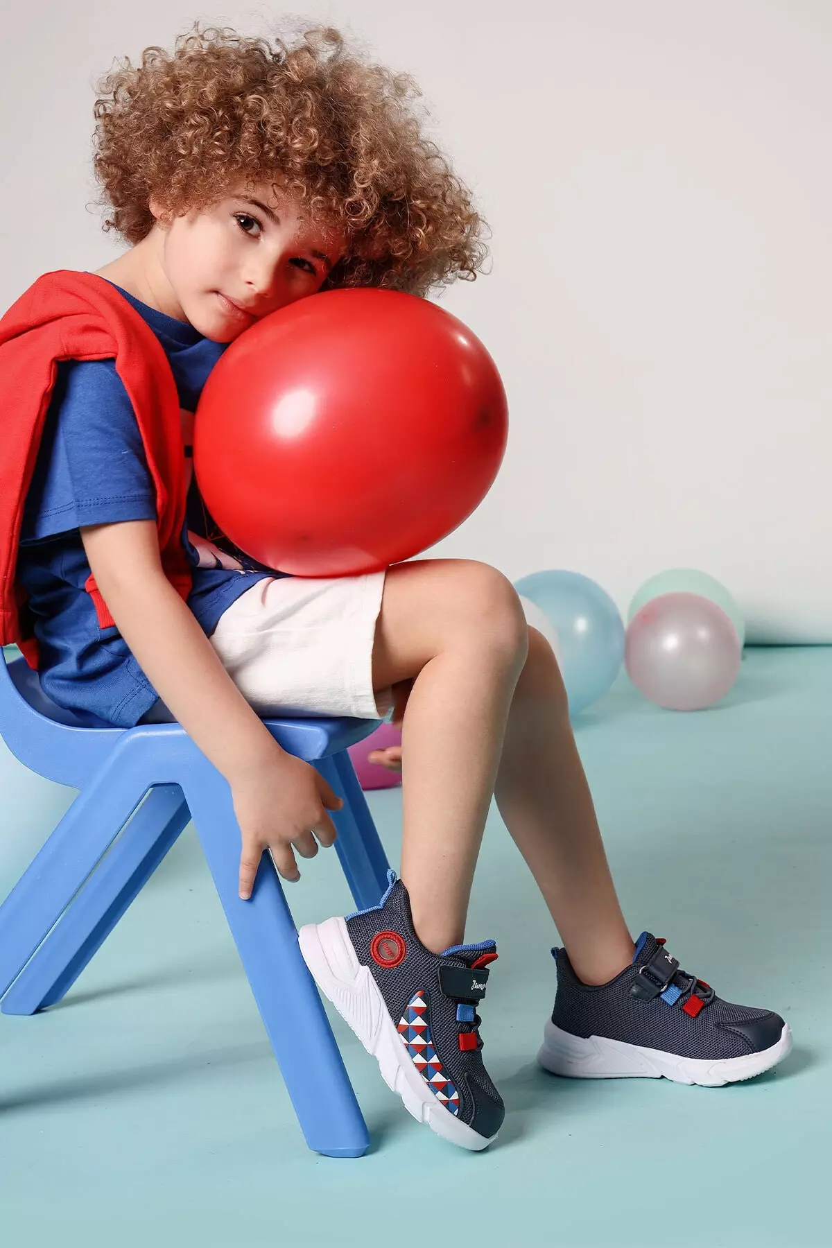 27218 Navy - Red - Blue Unisex Kids Summer Casual Walking Sneaker Sports Shoes