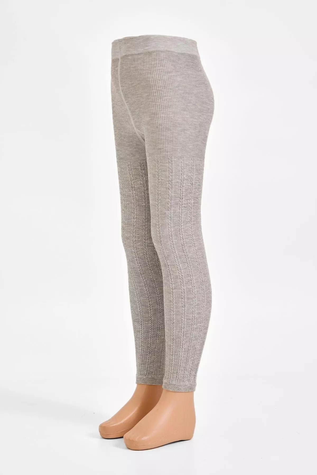 Viscose Knitted Patterned Kids Leggings Gray
