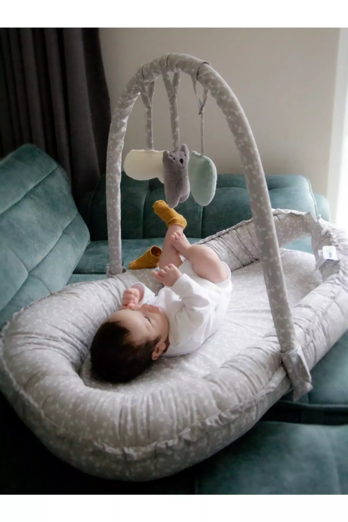 Toy Parent Side Bed 489 Gray Flower