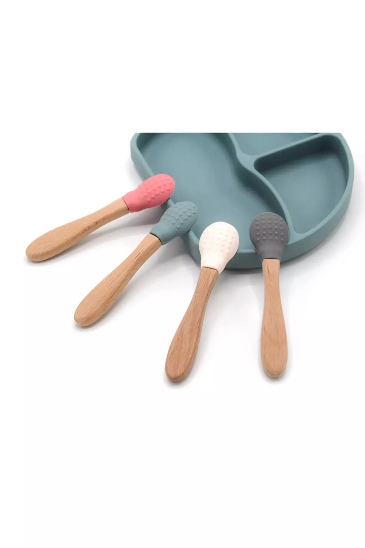 Wooden Handle Silicone Spoon Ecru