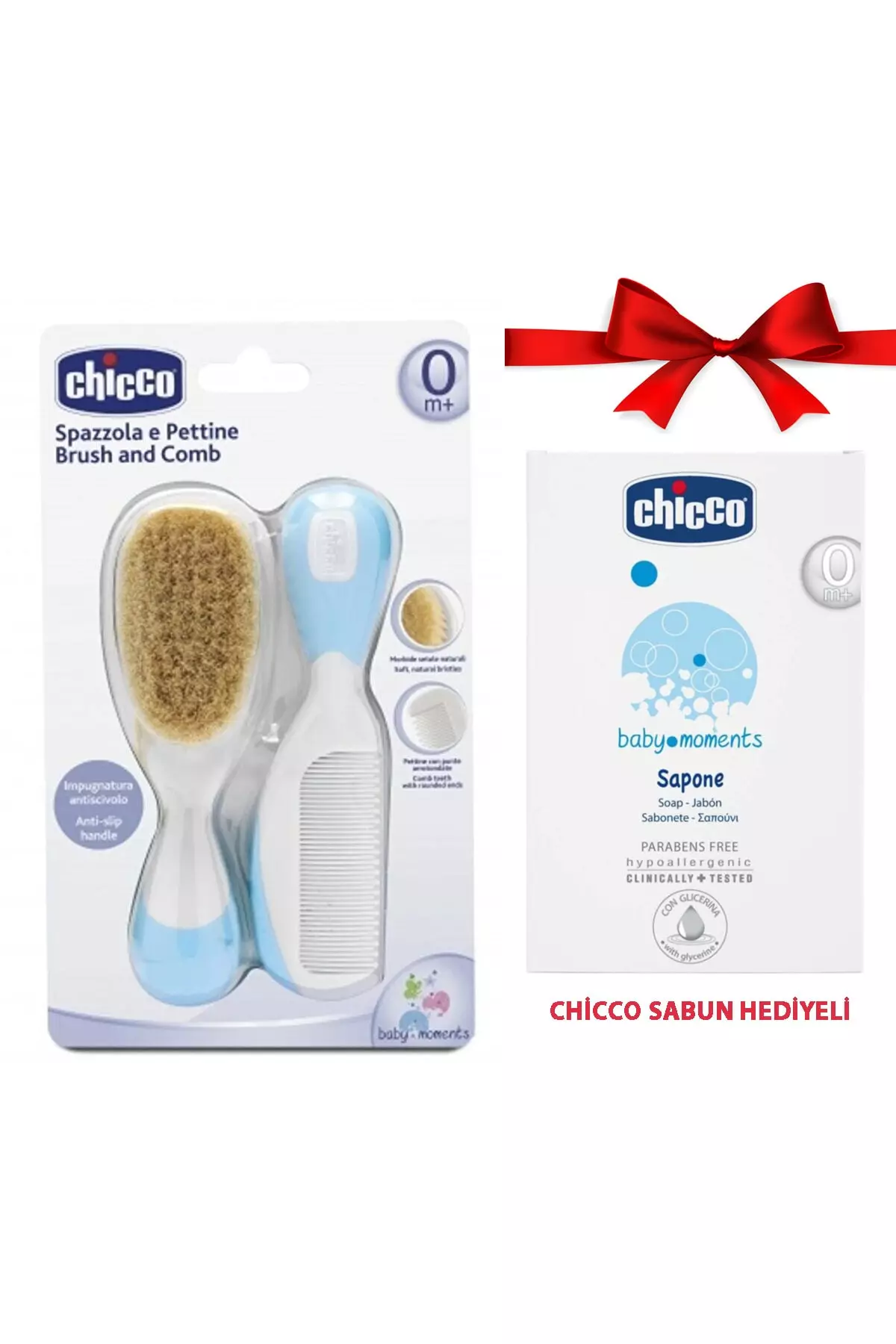 Brush and Comb Set Blue + Soap Gift