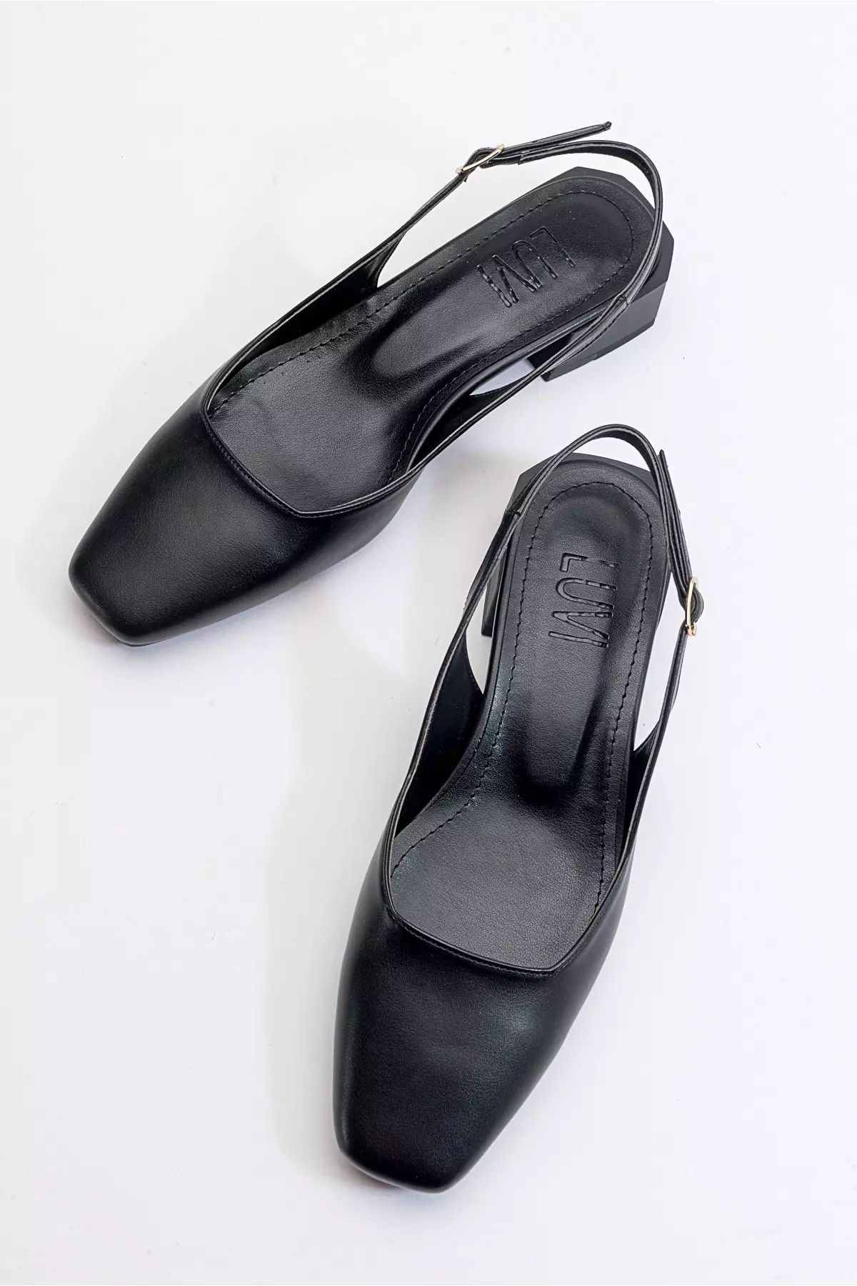 Black Leather Women's High Heels