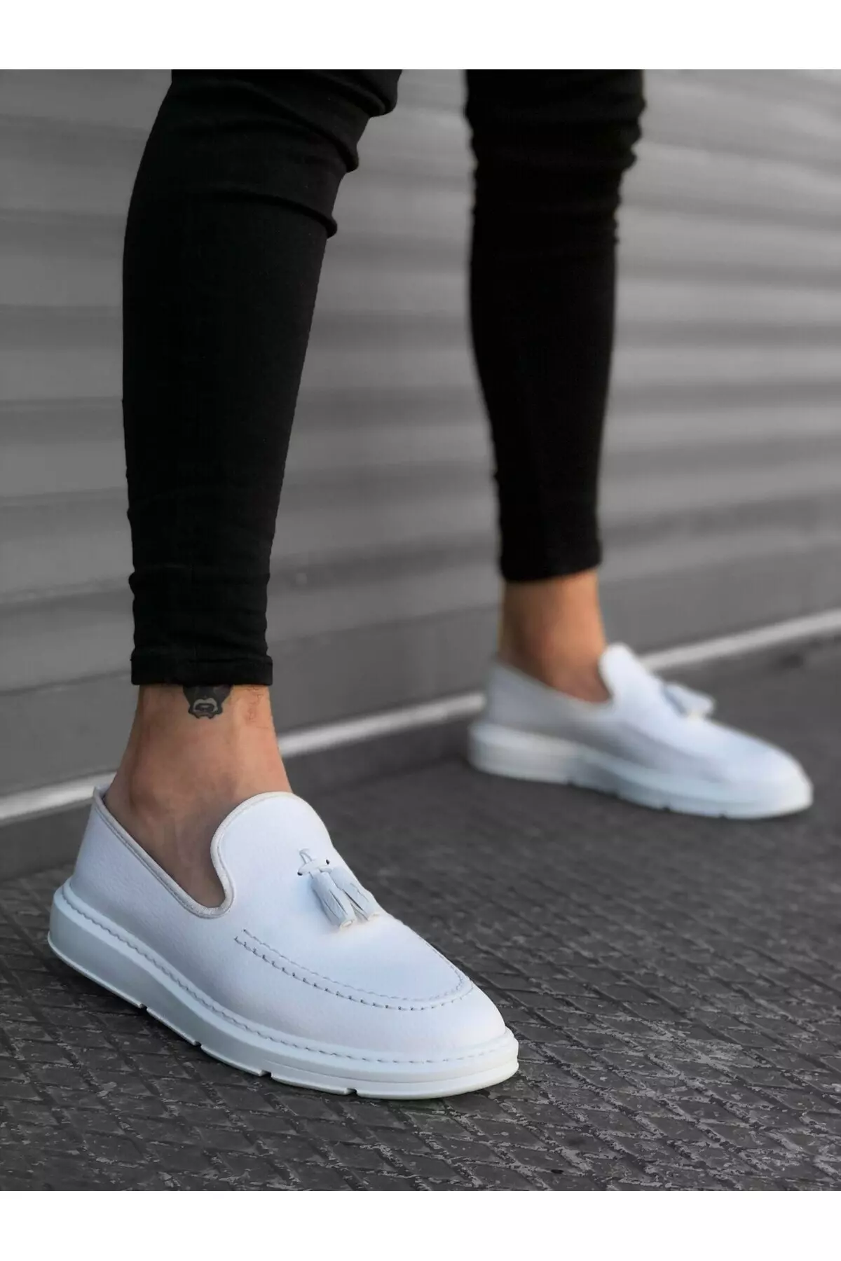 BA0005 Baseless High Sole Classic White Loafer Men's Shoes