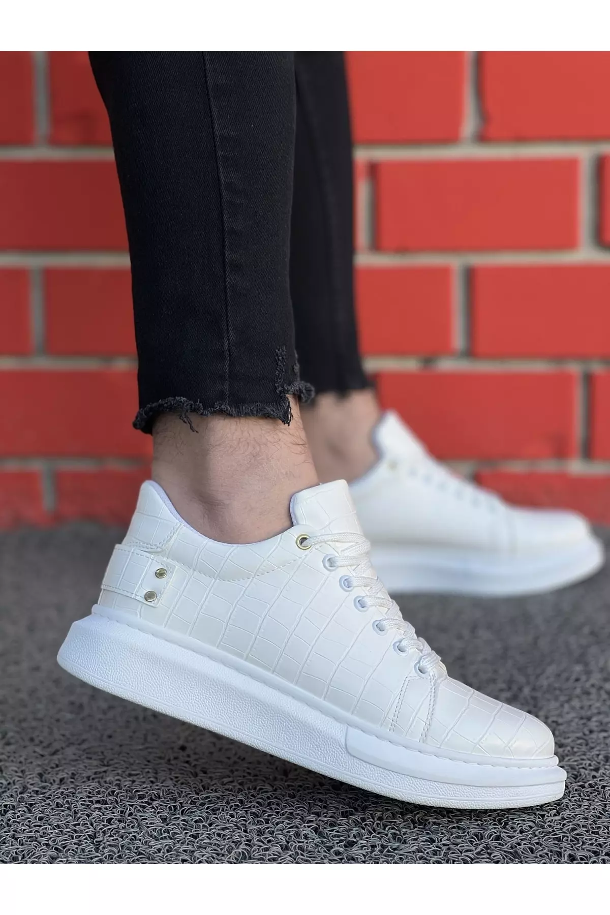 Kb047 White Crocodile Daily Men's Shoes