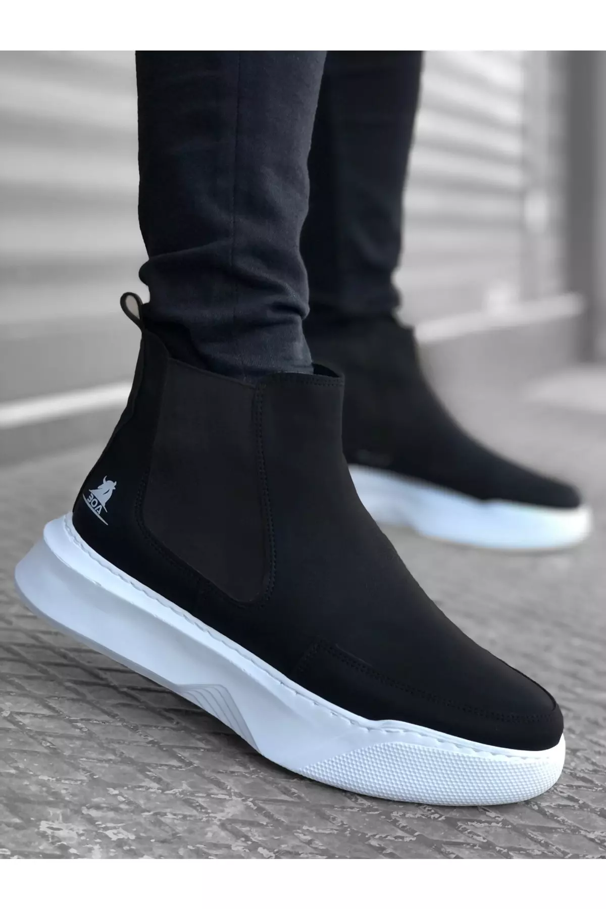 Ba0150 Headless Strapped Men's High-Top Black Sports Boot