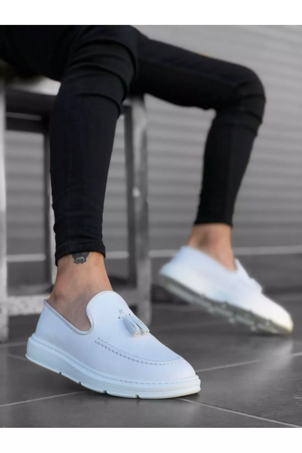 BA0005 Baseless High Sole Classic White Loafer Men's Shoes