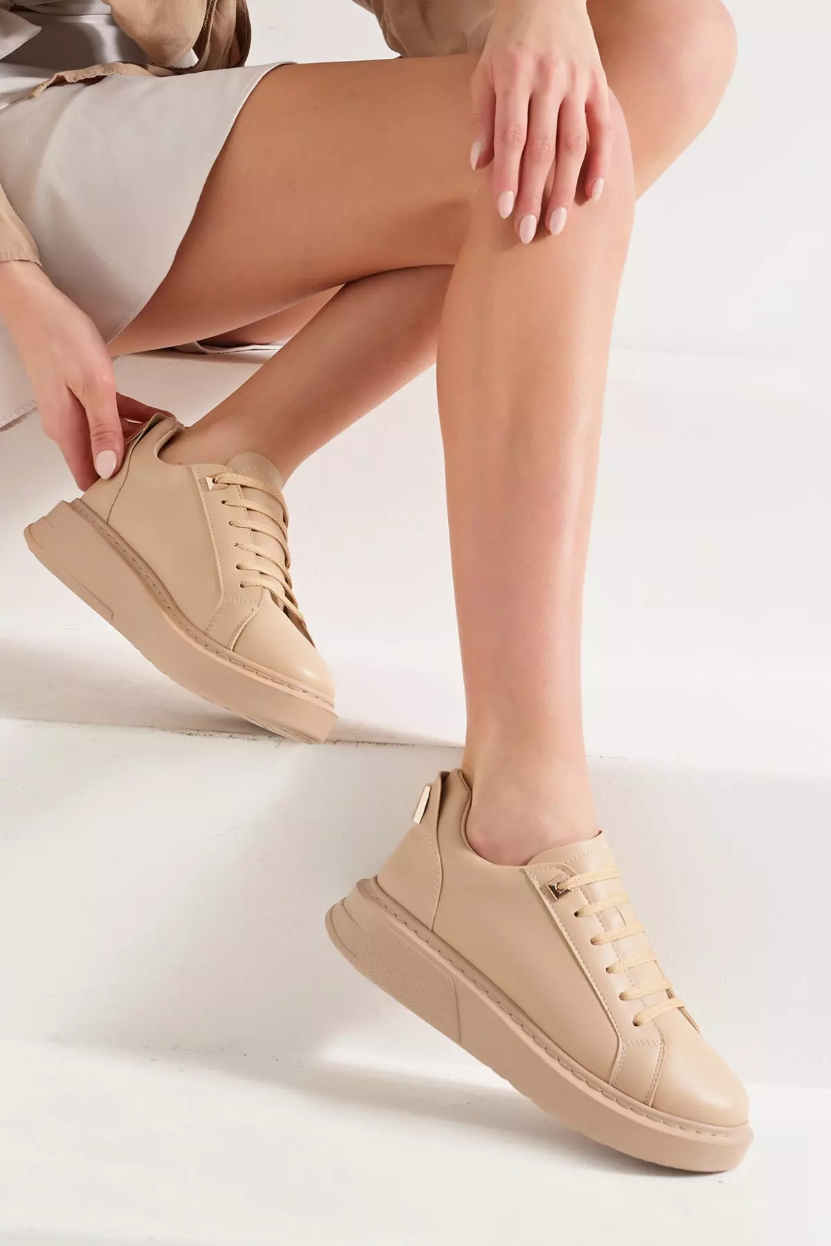 Ariana Detailed Sneaker Sports Shoe Nude