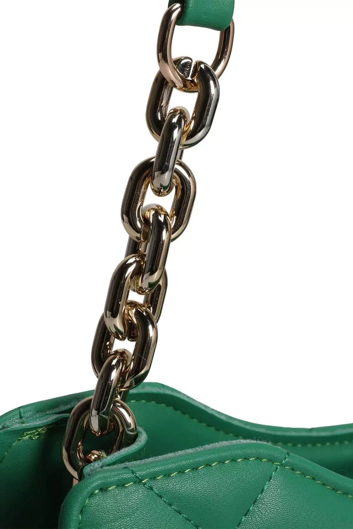 Women Cream Chain Detailed Shoulder Bag