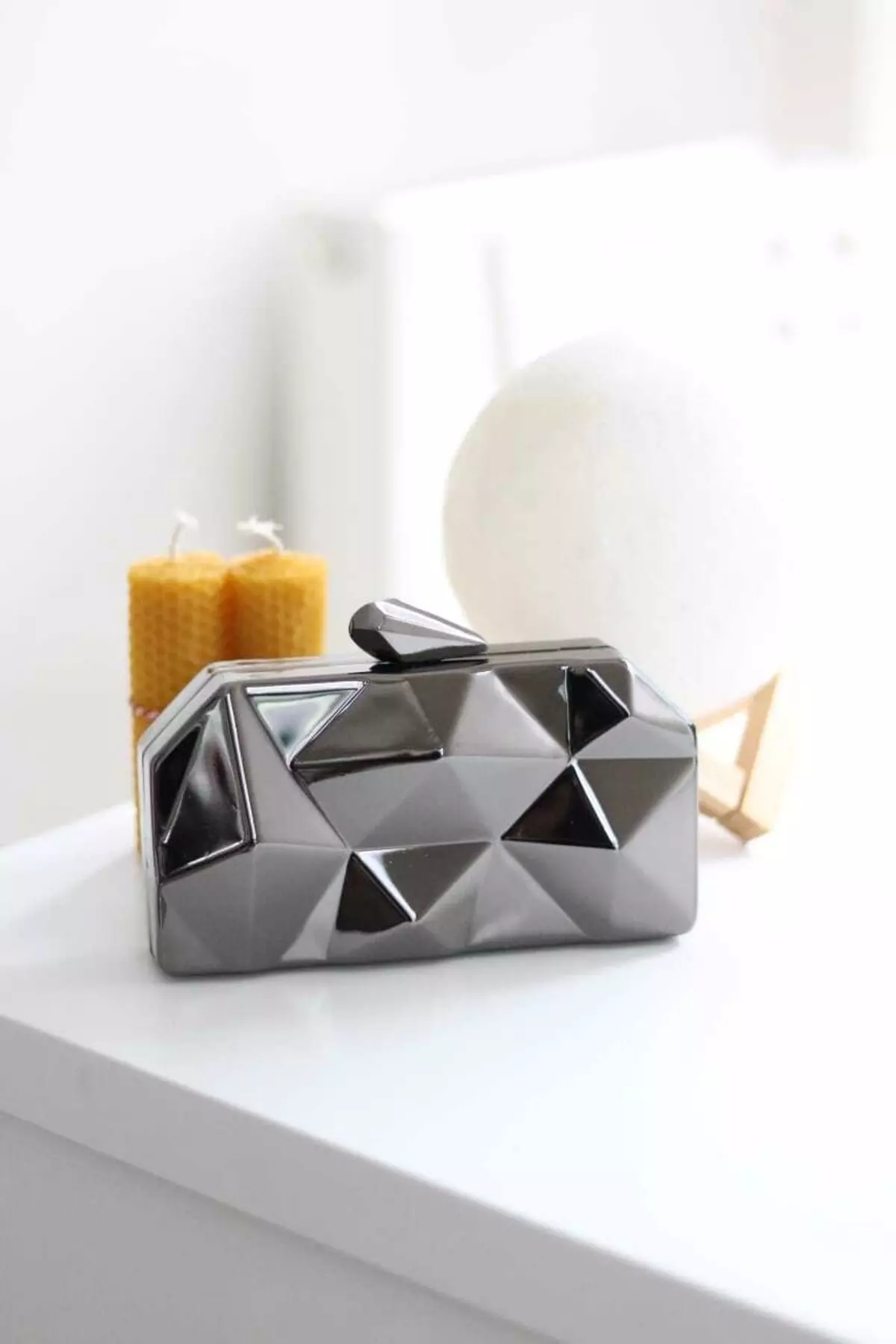 Women's Black Metal Evening Bag