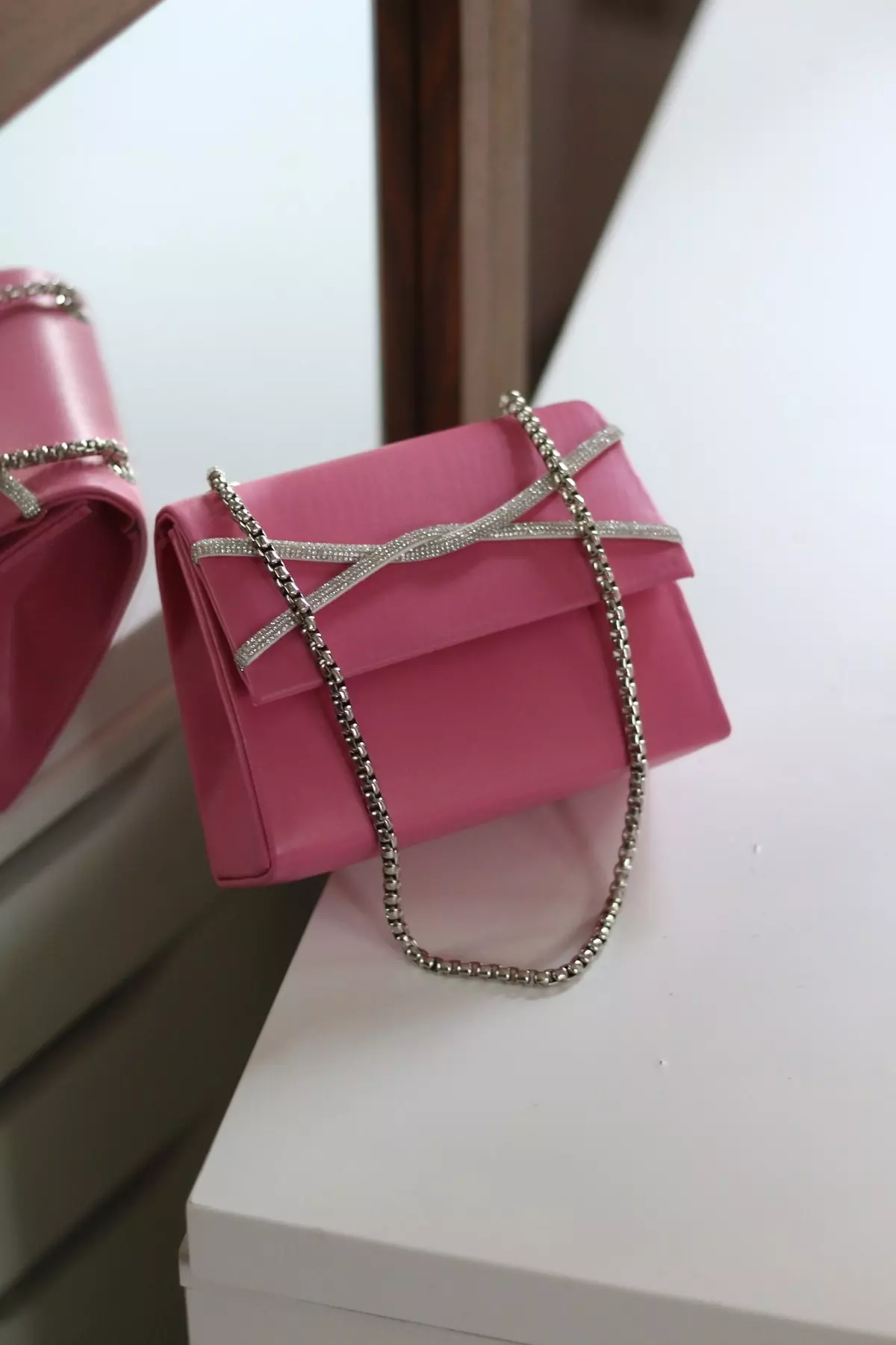 Women's Fuchsia Stone Detailed Shoulder Bag