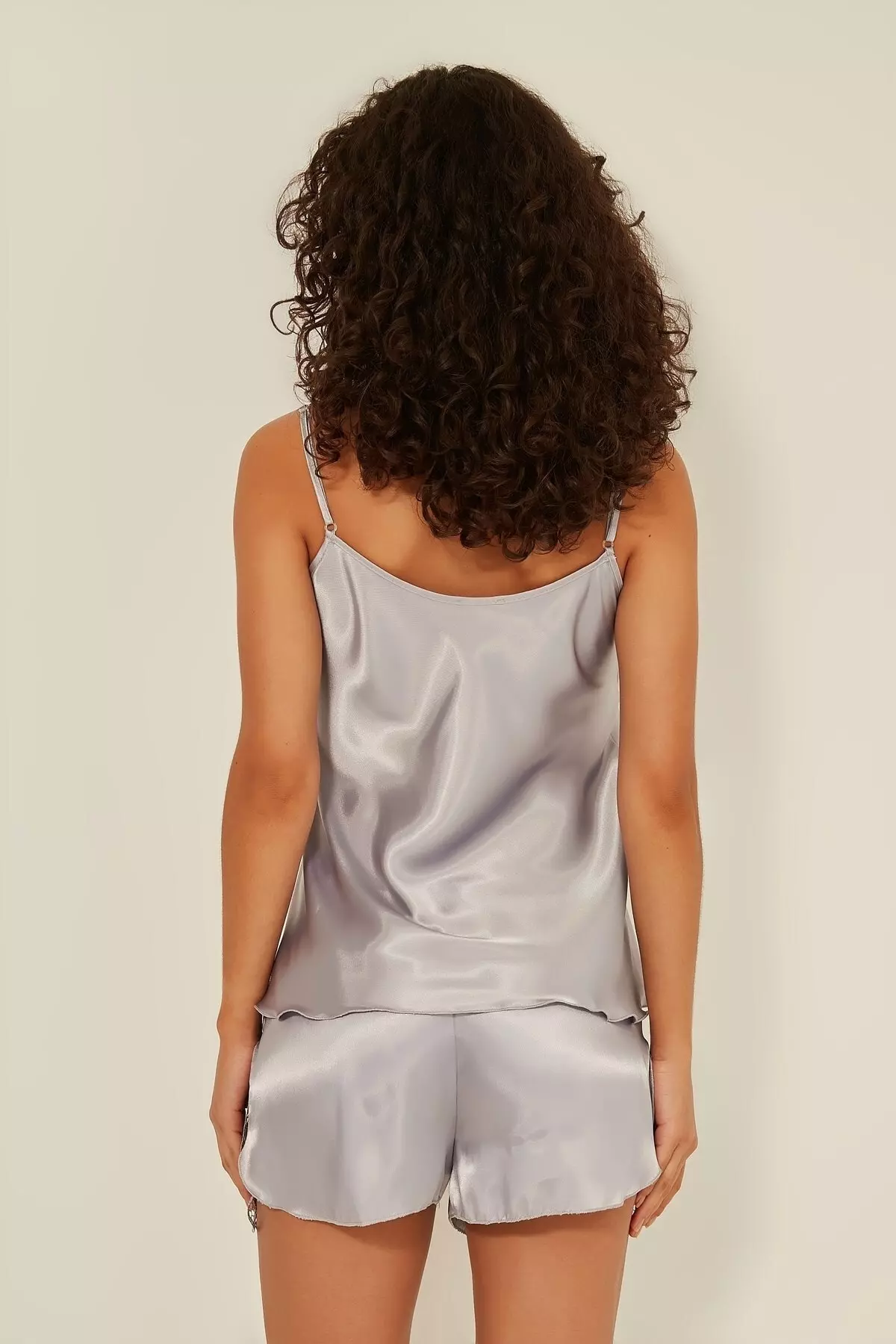 025 Women's Satin Shorts Nightgown Gray
