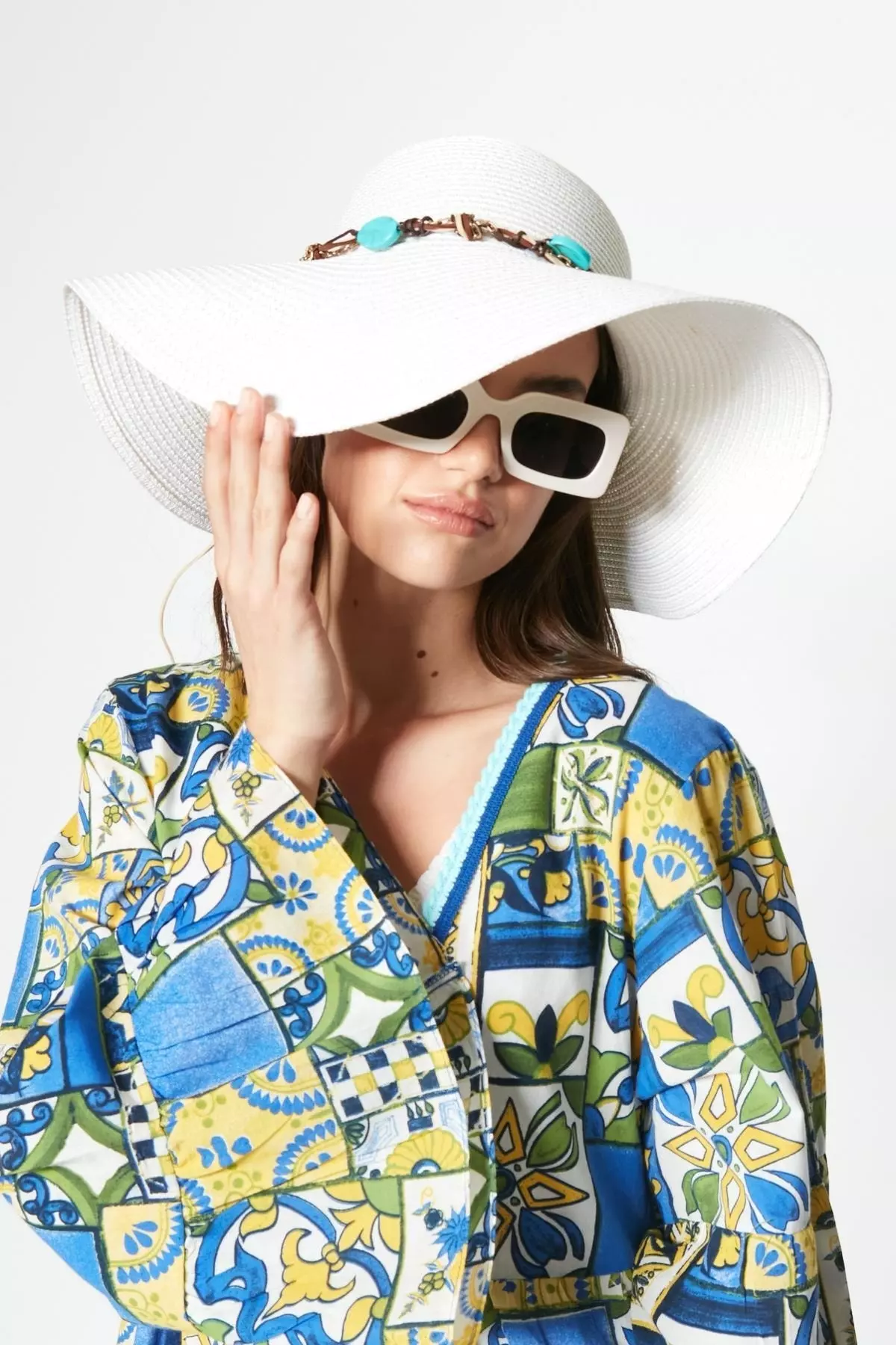 Woven Beach Hat Y87300-04 White