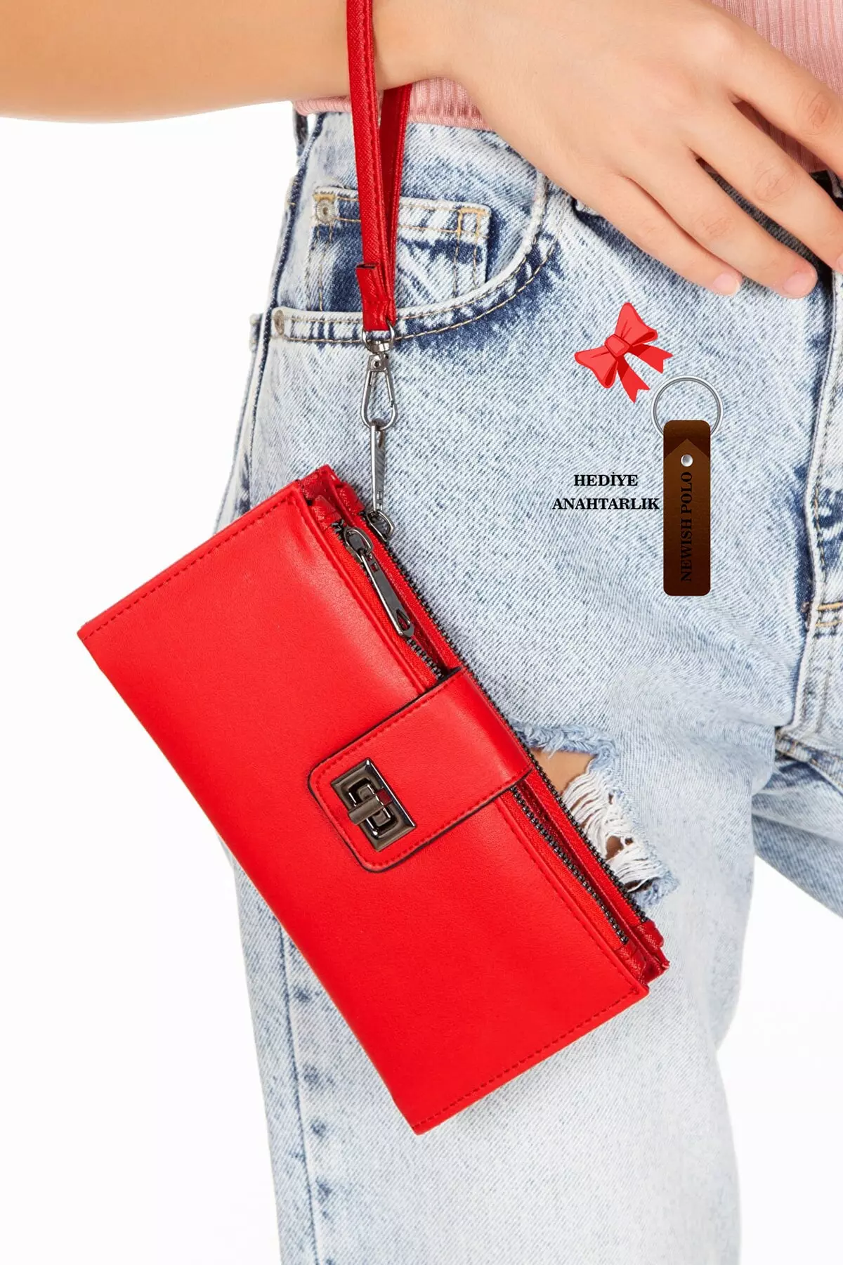 Women's Wallet Accessory and Cardholder Stylish Soft Textured Red Size: 20cm x 10cm