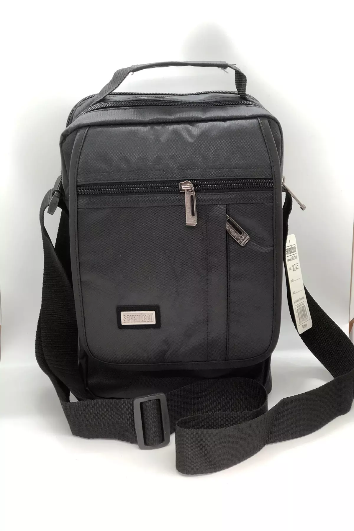 Men's Black Vertical Messenger Bag