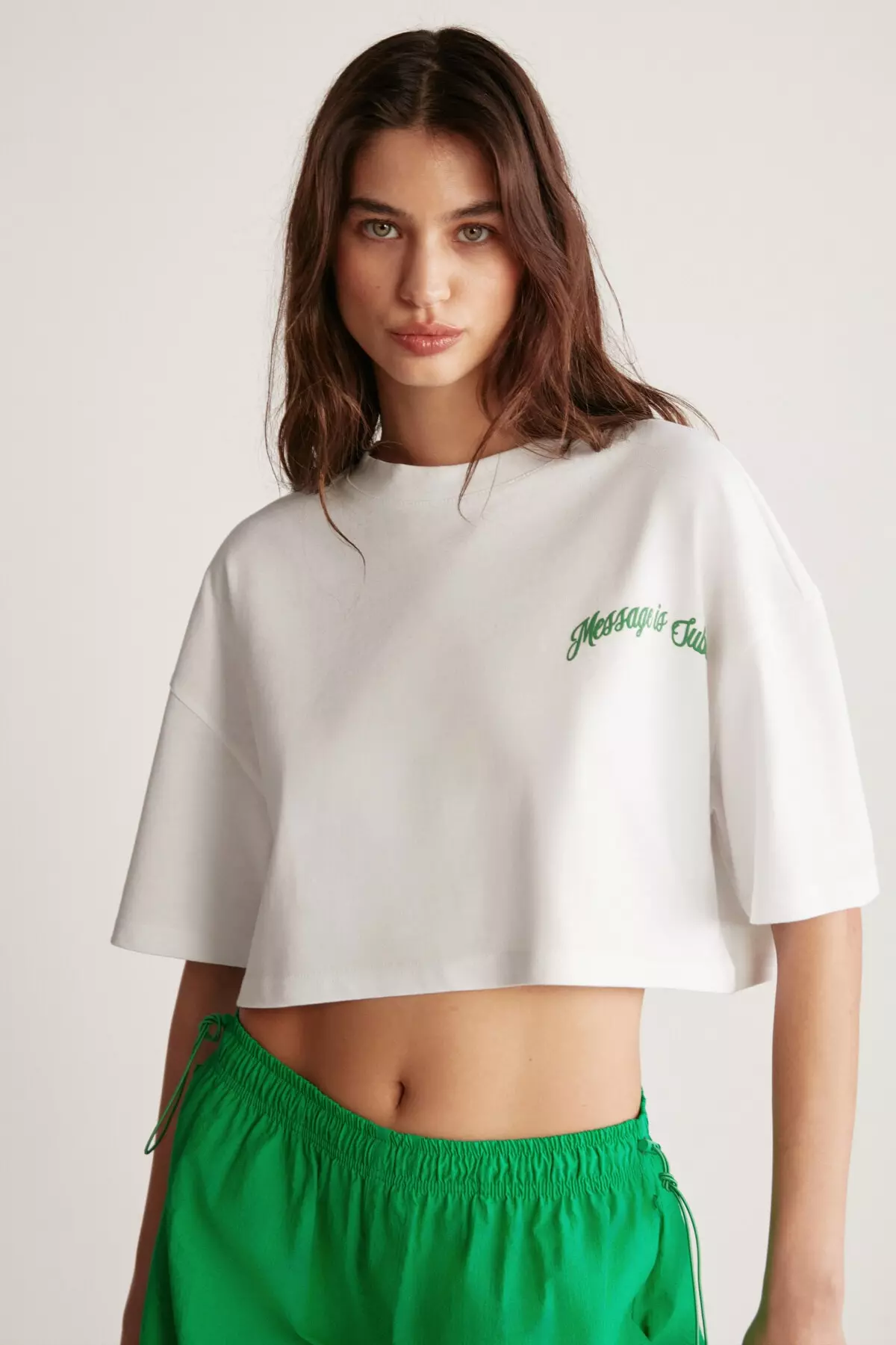 Carissa Crop Oversize White Single T-shirt