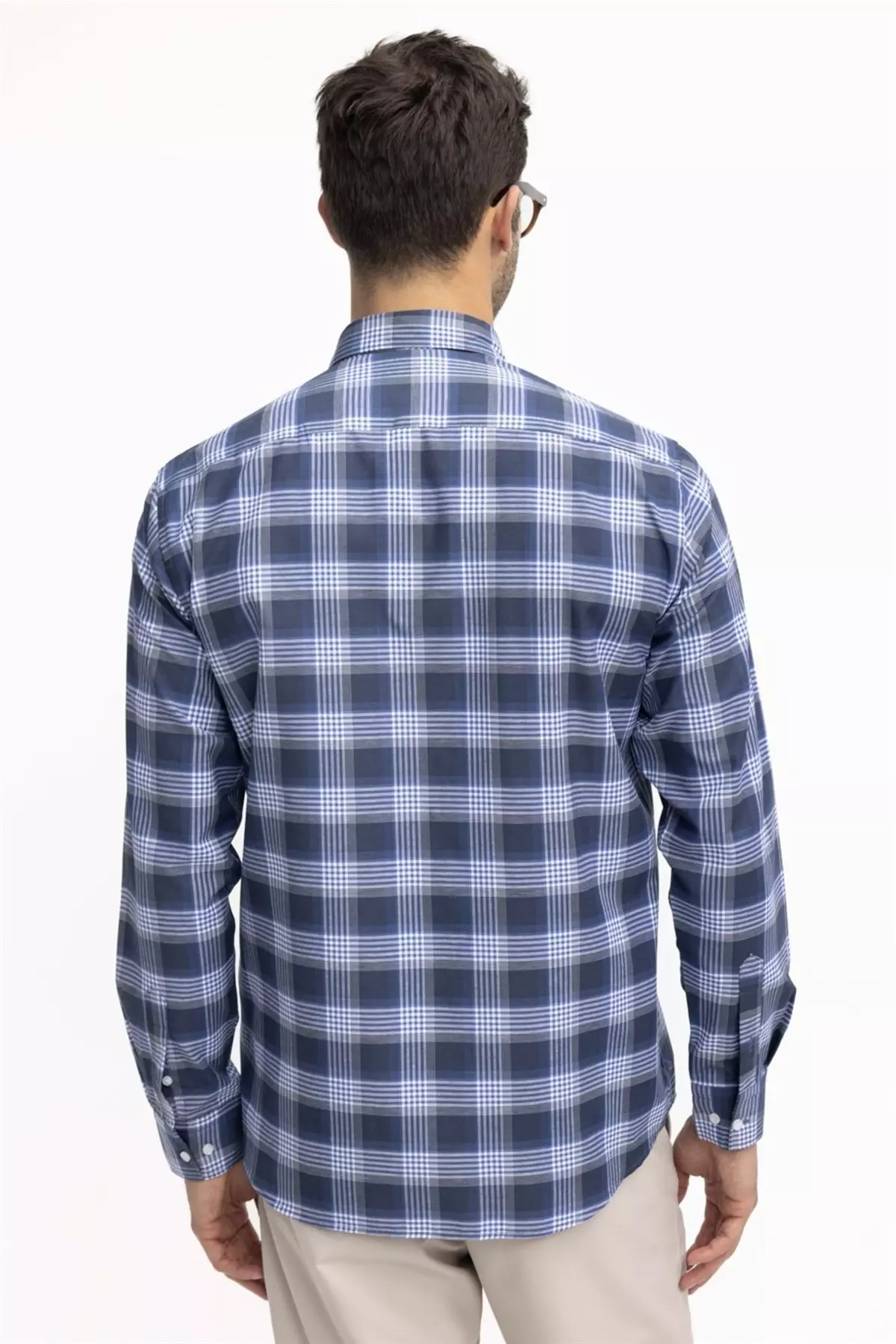 Classic Fit Plaid Button-Down Collar Men's Shirt