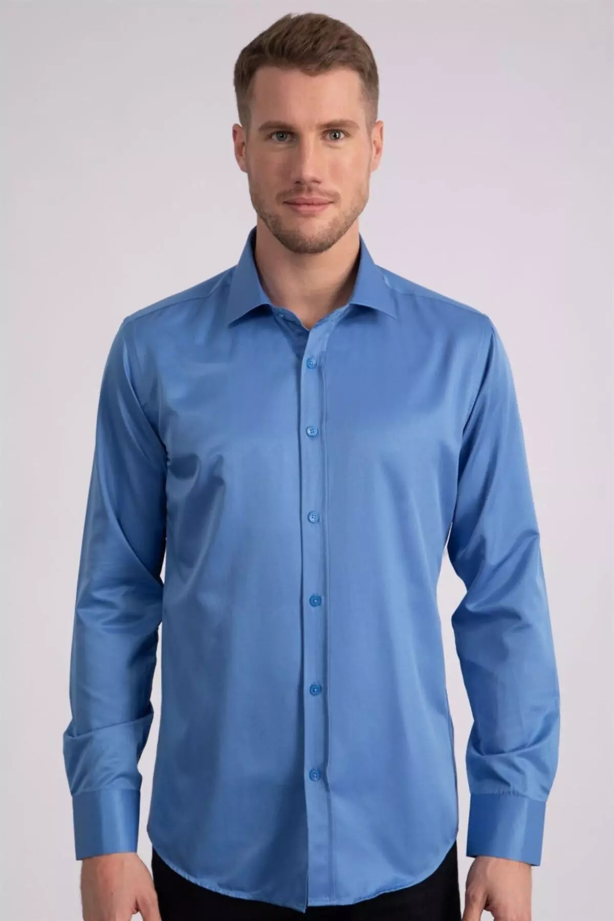 Modern Slim Fit Flat Satin Men's Shirt