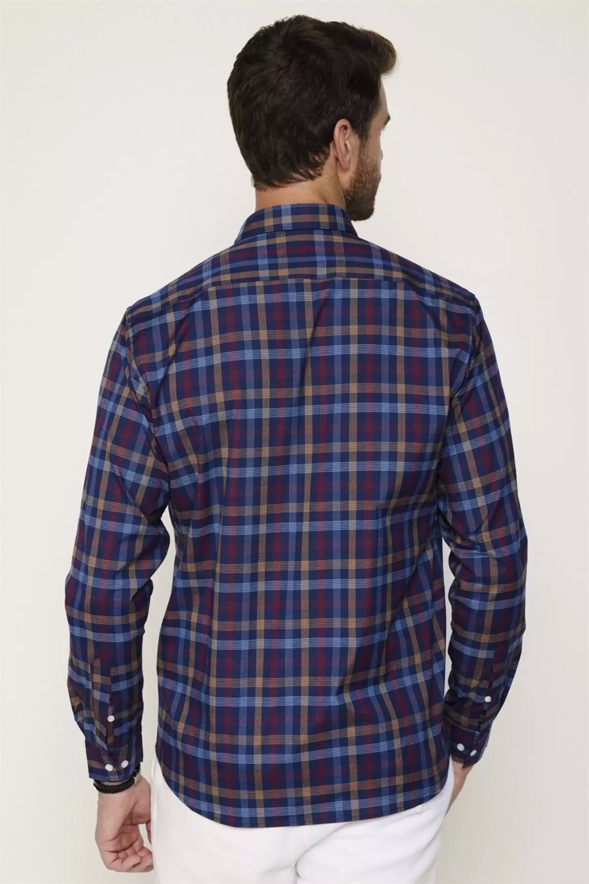 Classic Fit Plaid Button-Down Collar Men's Shirt