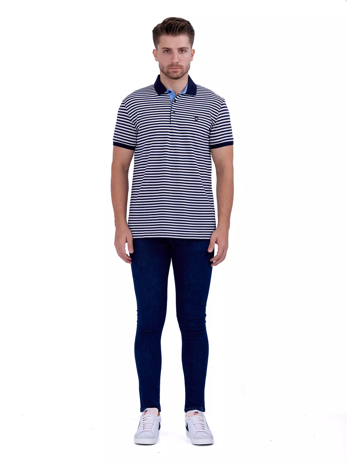 Men Black Striped White Shirt DC1005