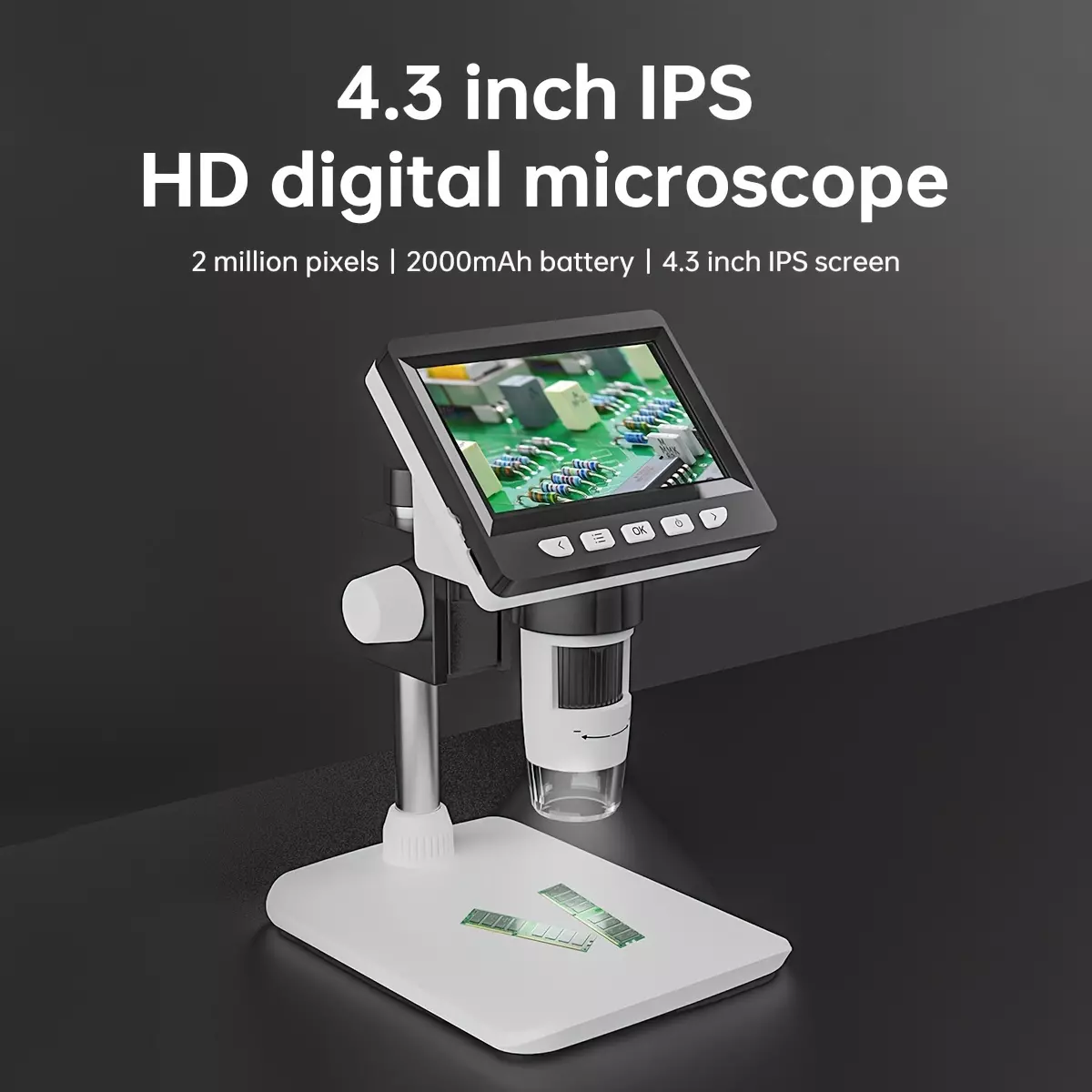 HD Digital Microscope 8LED 1080P 1000X Real Shot Rendering, Computer Microscop, Electron Biological Microscope-Black