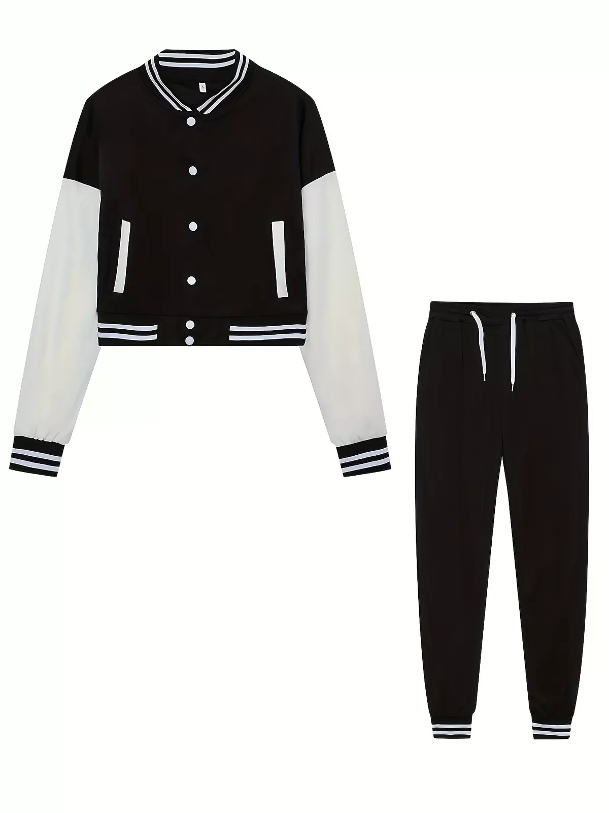 two-piece Women's Casual Bomber Jacket and Drawstring Pants Set - Comfortable and Stylish Outfit for Everyday Wear-Rose Red