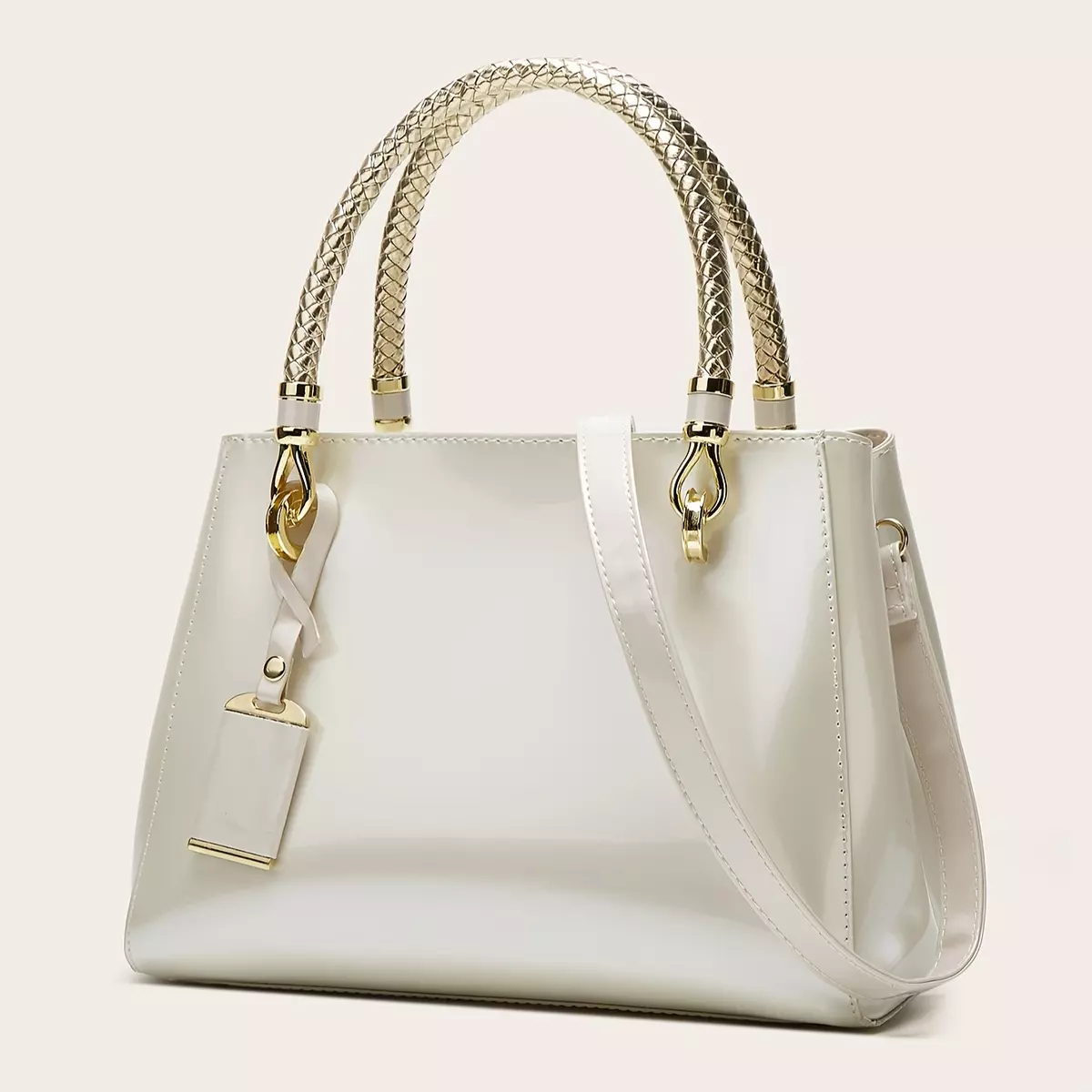 Stylish Multi-Pocket Tote Bag for Commuting - Solid Color Shoulder Bag with Underarm Strap-Burgundy