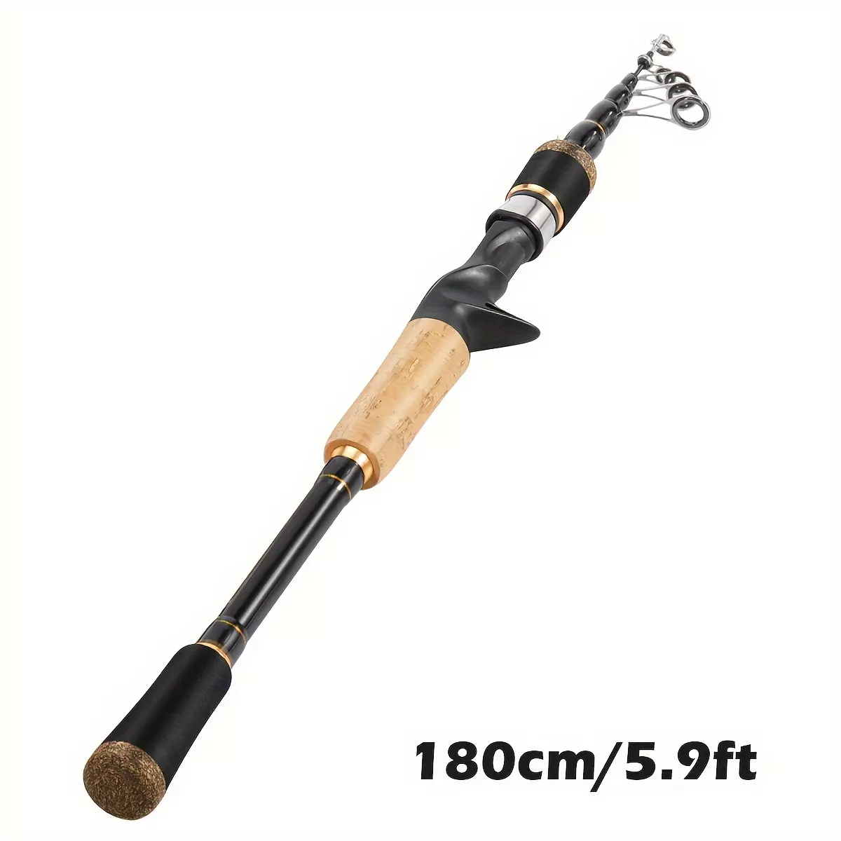 Sougayilang 1pc 5.3ft-6.9ft/160cm-210cm Spinning & Casting Rod, Telescopic Glassfiber Fishing Pole With Cork Handle, Fishing Accessories