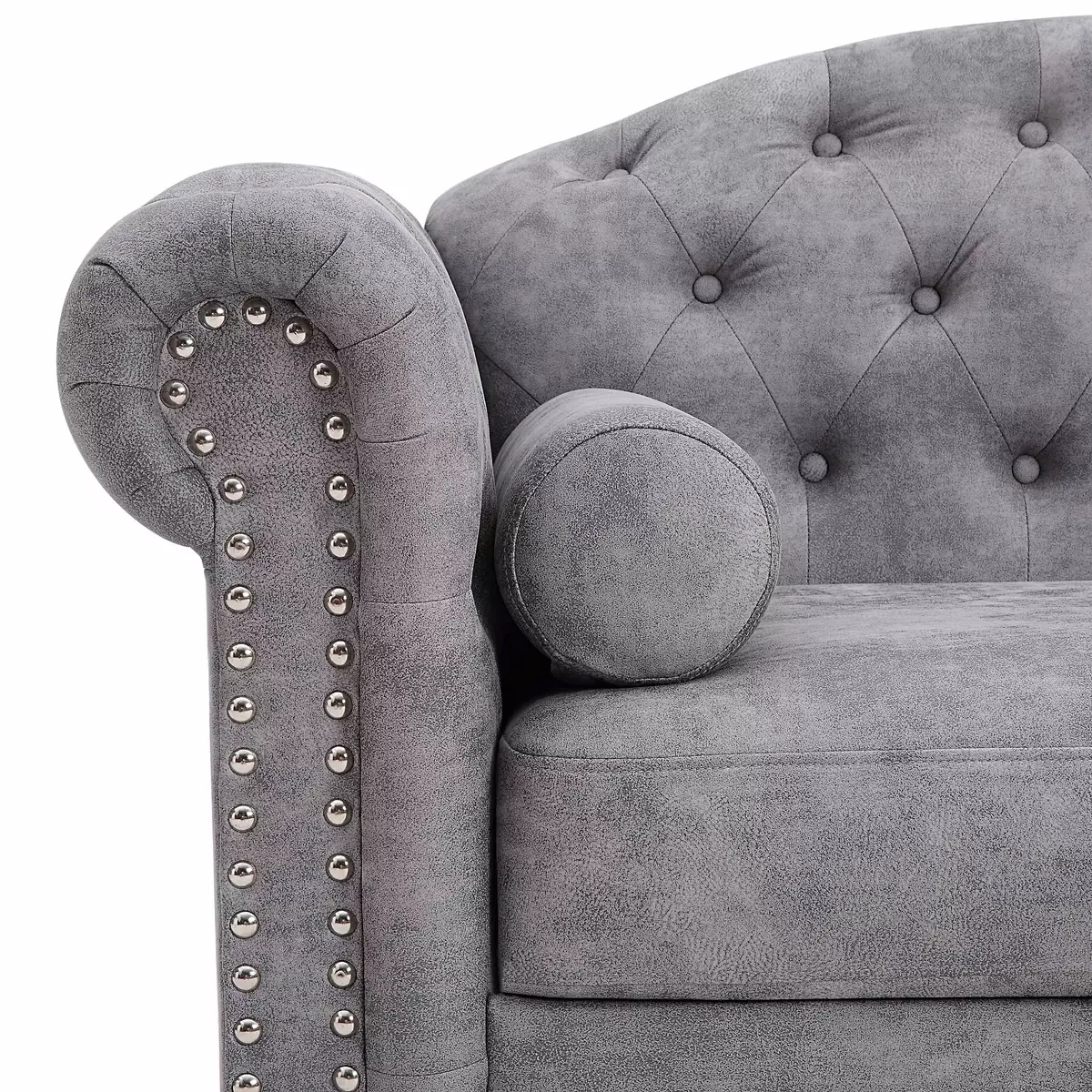 1pc Classic Traditional Living Room Upholstered Sofa With Tech Fabric Surface, Chesterfield Tufted, Fabric Sofa, Large Gray