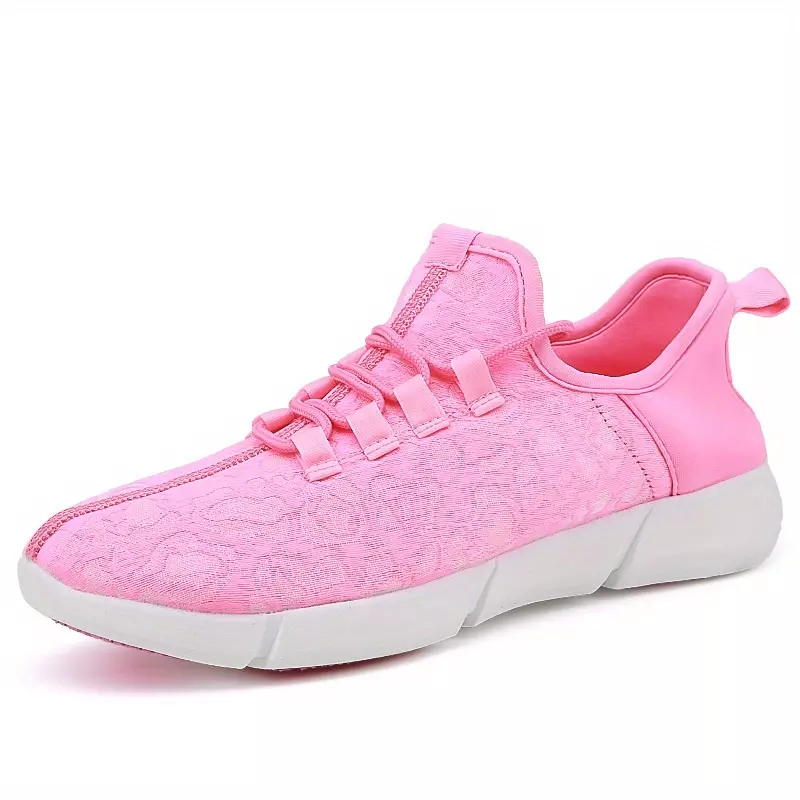 Men's Rechargeable LED Light Up Sneakers - Flashing Luminous Trainers-Pink