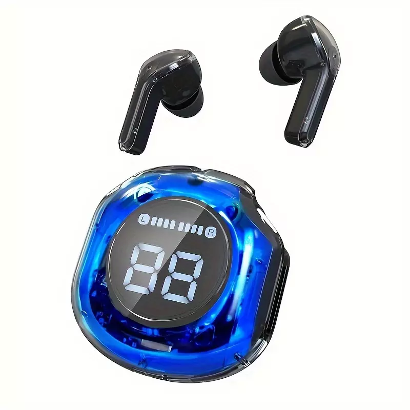 GREATWALL TWS Wireless Earphones With LED Digital Display Headsets Sports Running Headphones HiFi HD Stereo Earbuds With Built-in Microphone In-Ear Wireless Earbuds-Blue