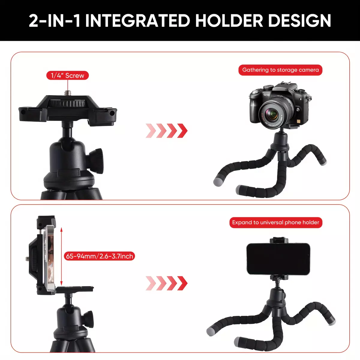 Vlog Phone Foam Tripod, Portable Flexible Tripod Adjustable Cell Phone Tripod Mini Tripod Stand For iPhone 14 12 11 Pro XS MAX XR, Android Phone Samsung/GoPro/DJI Action 3/osmo/ Insta 360