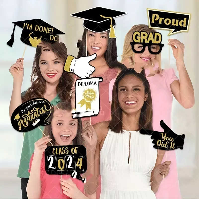 25pcs/set, 2024 Graduation Season Party Funny Photo Props Graduation Class Reunion Party Decoration Photo Supplies