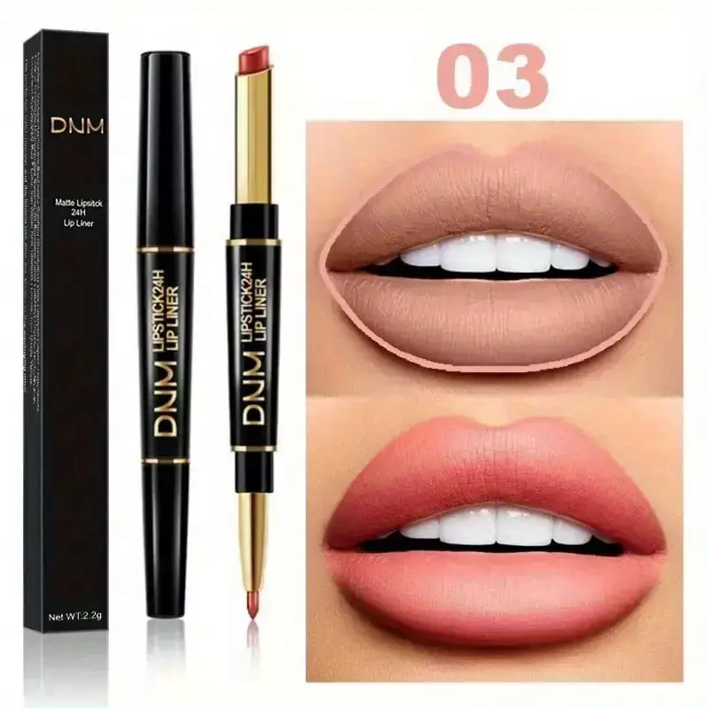 2-in-1 Lip Liner Pencil, Waterproof, Non-glossy Lipstick Pencil Non Smudge Non Stick Cup Long-lasting Moisturizing Lip Liner Pencil, Ladies' Cosmetics-09