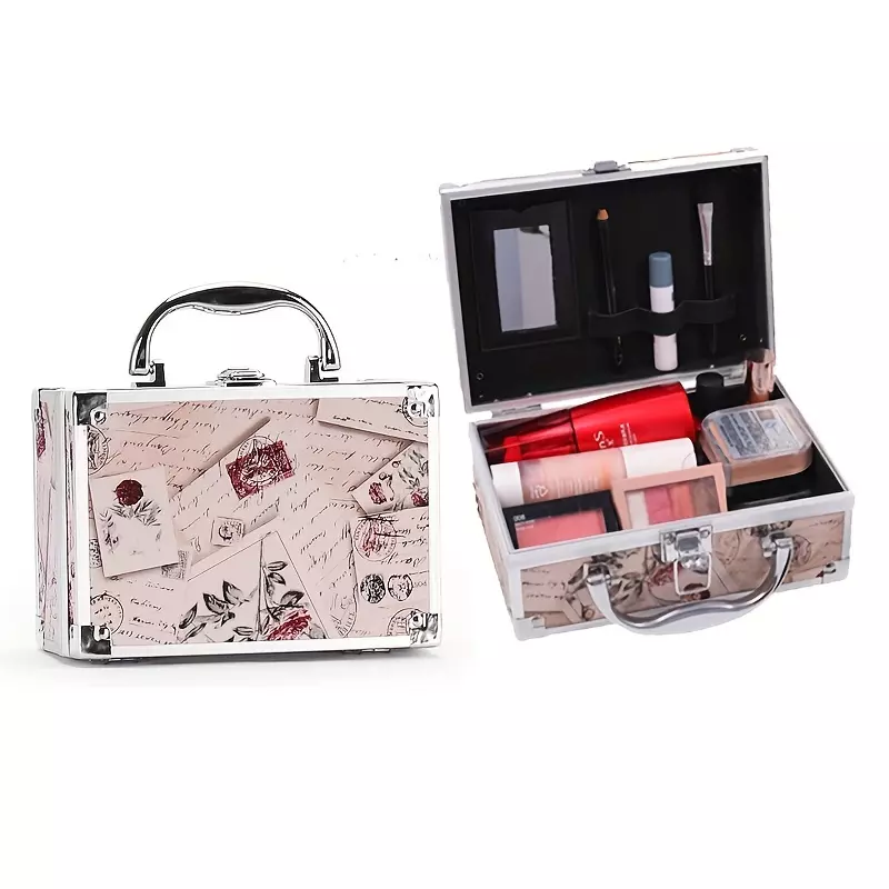 Large Capacity Makeup Train Case for Artists and Travel - Organize Your Cosmetics and Tools with Ease-Pink
