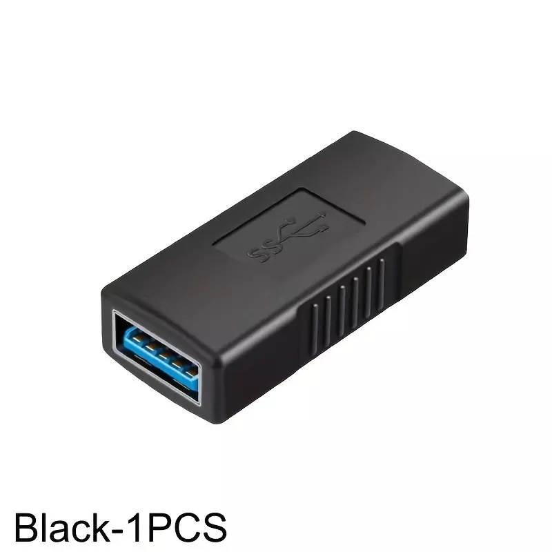 High-Speed USB 3.0 Female to Female Adapter for Fast Data Transfer and Charging-Black