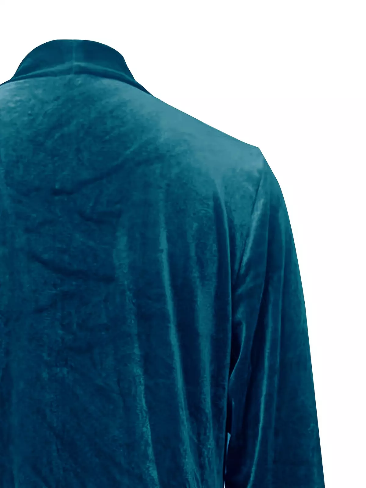 Solid Open Front Velvet Cardigan, Casual Long Sleeve Long Length Cardigan Coat, Women's Clothing-Light Army Green
