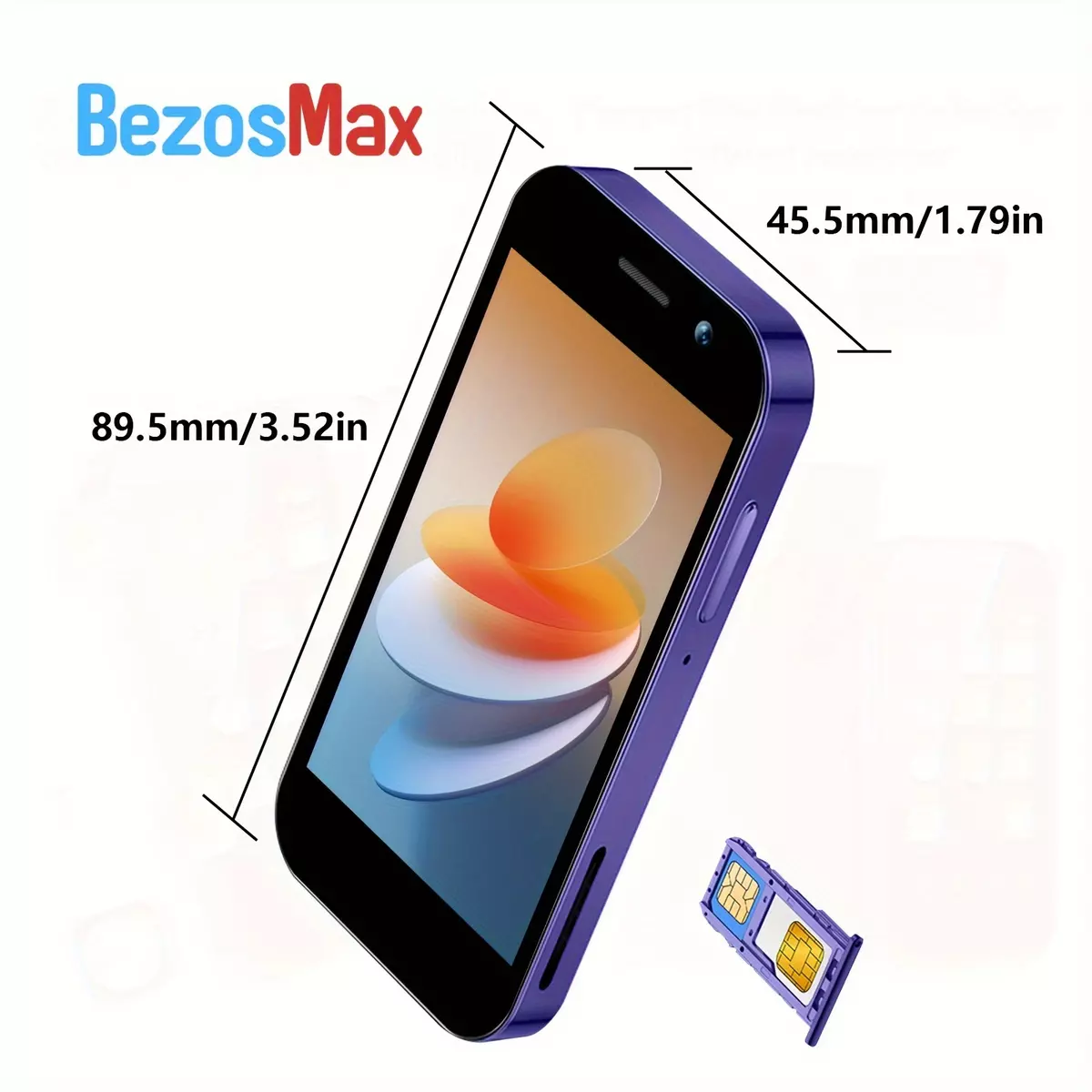 BezosMax Mini Smartphone WiFi Wireless Hotspot 3.0-inch Quad-Core Dual SIM Slim Unlocked Card Phone Student Pocket Phone (3GB RAM 32GB 128GB ROM)-Black