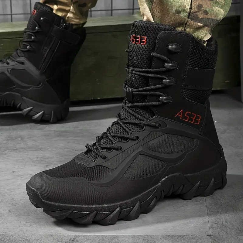 Men's Boots Wear-resistant Non-slip Combat Boots For Outdoor Hiking Trekking-Khaki