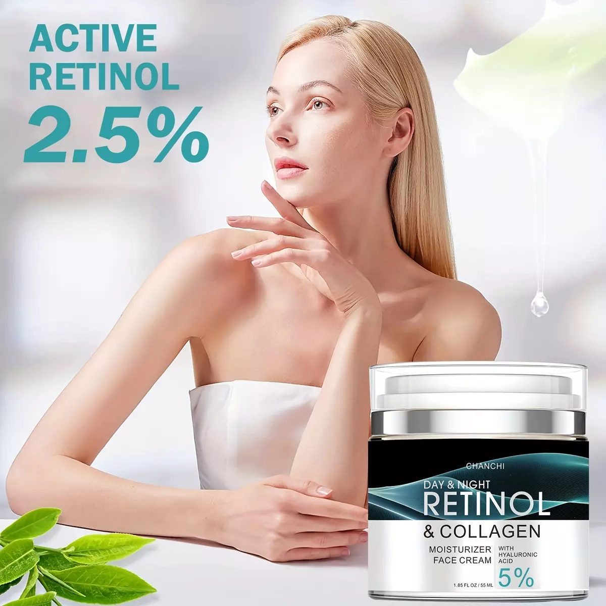 Retinol Cream With Collagen, Hyaluronic Acid, Vitamin C+E - Firming Eye Skin - Day And Night Moisturizer For Women And Men