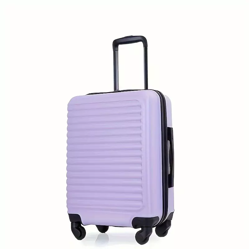 20" Carry On Luggage Lightweight Suitcase, Trendy Striped Travel Case, Portable Travel Tolley Case-Black