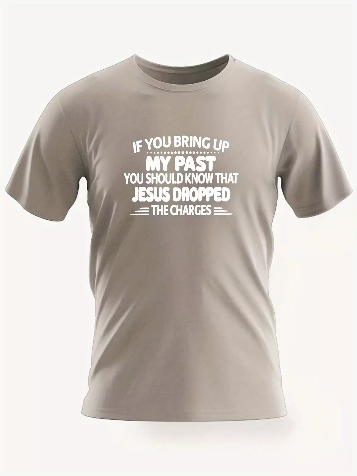 Jesus Dropped The Charges Print Tee Shirt, Tees For Men, Casual Short Sleeve T-shirt For Summer-Khaki
