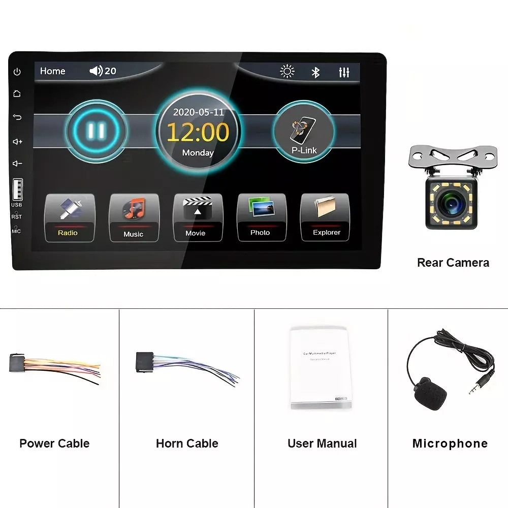 1 Din 9" Autoradio HD Touch Screen Car Stereo Radio With FM USB Mirror Link Function Car MP5 Player + Rear View Camera