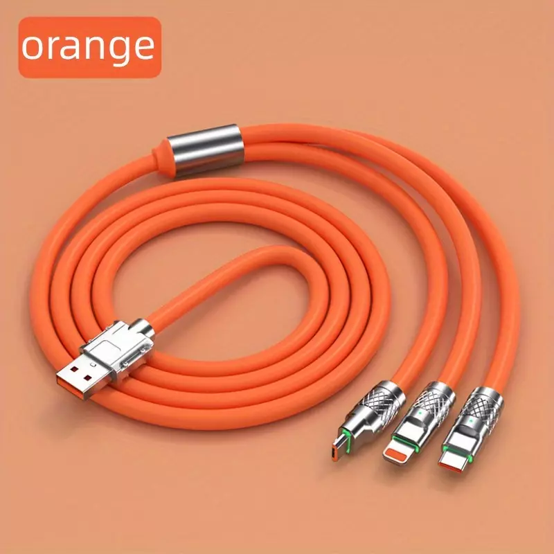 Super Fast 120W USB Type-C Charger Cable For IPhone & Other Devices At Full Speed!-Orange