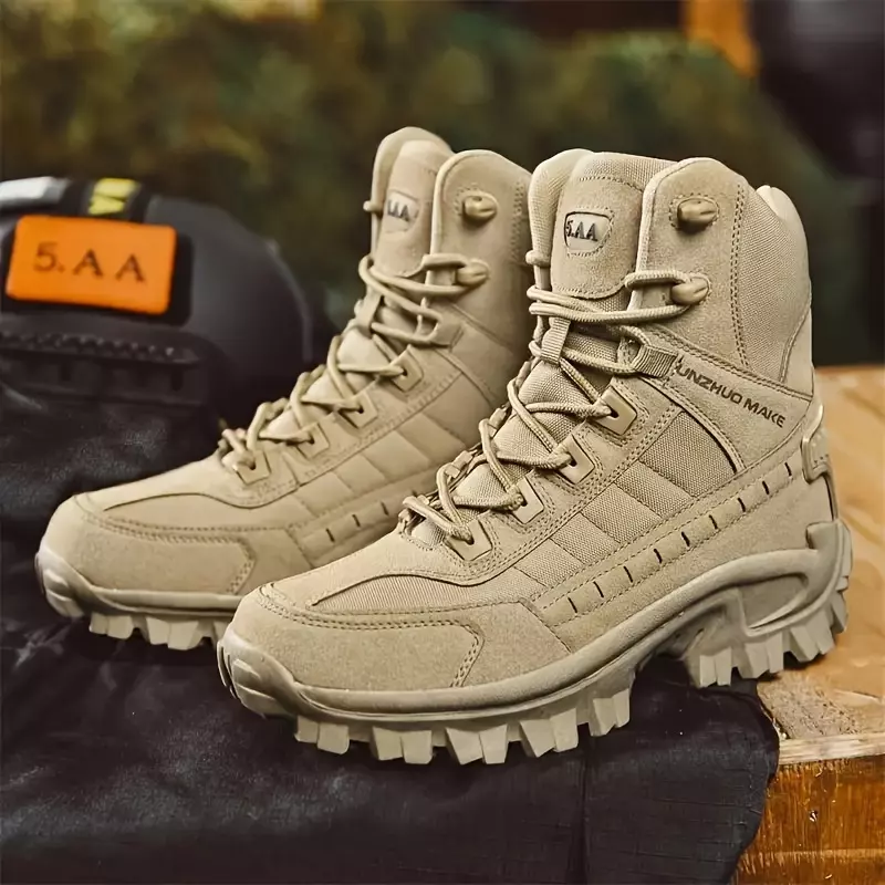 Men's Boots Wear-resistant Non-slip Combat Boots For Outdoor Hiking Trekking-Khaki