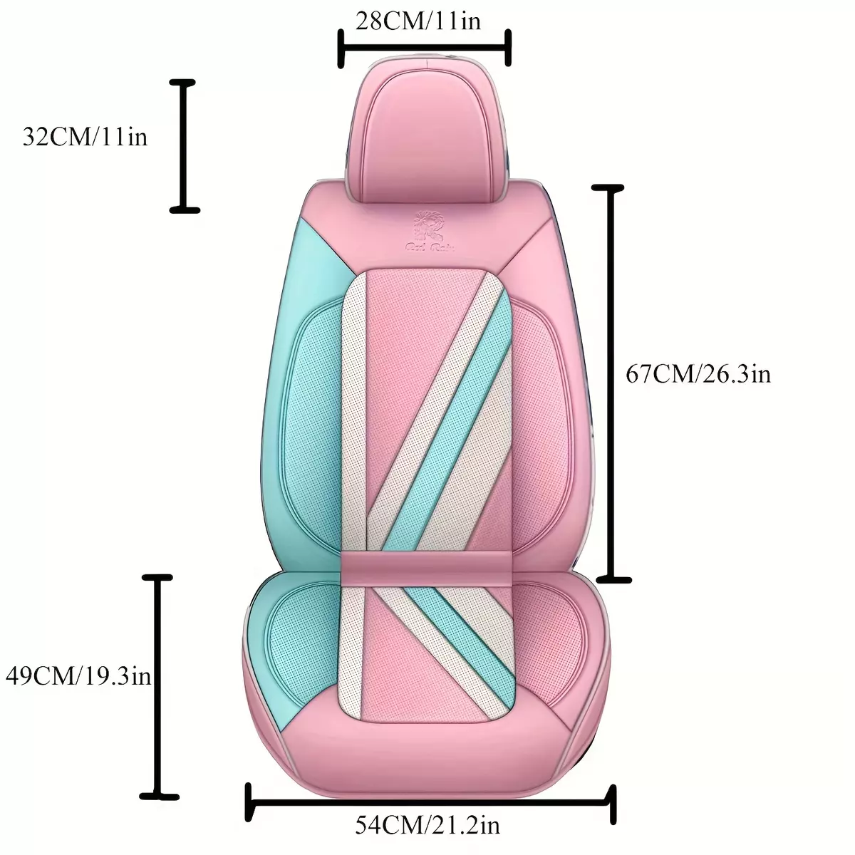 Comfortable Synthetic PU Leather Car Seat Cover With Five-seat Splicing And Three-color Collision-G-pink+turquoise+blue