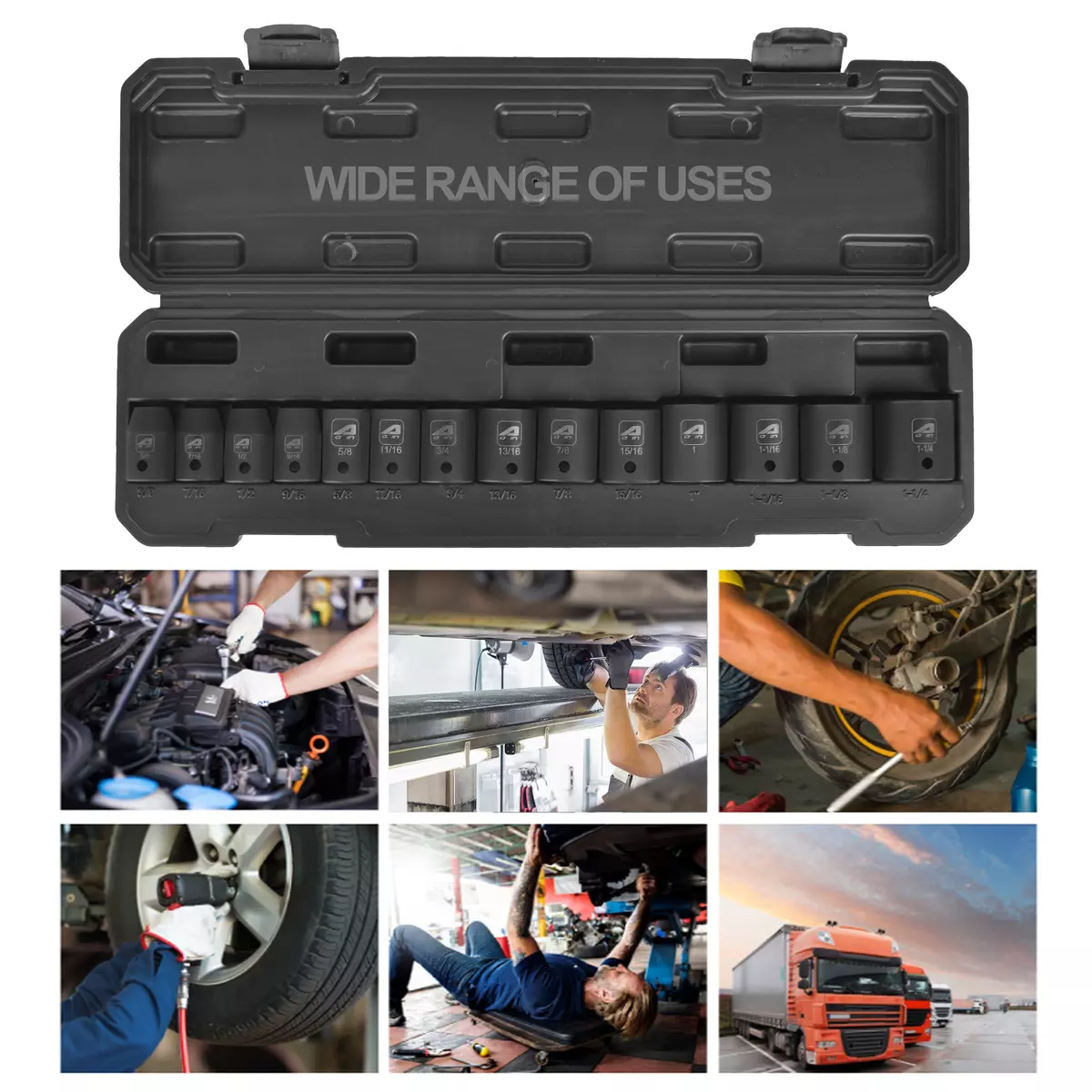 AAIN 1/2" Drive SAE Shallow Impact Socket Set