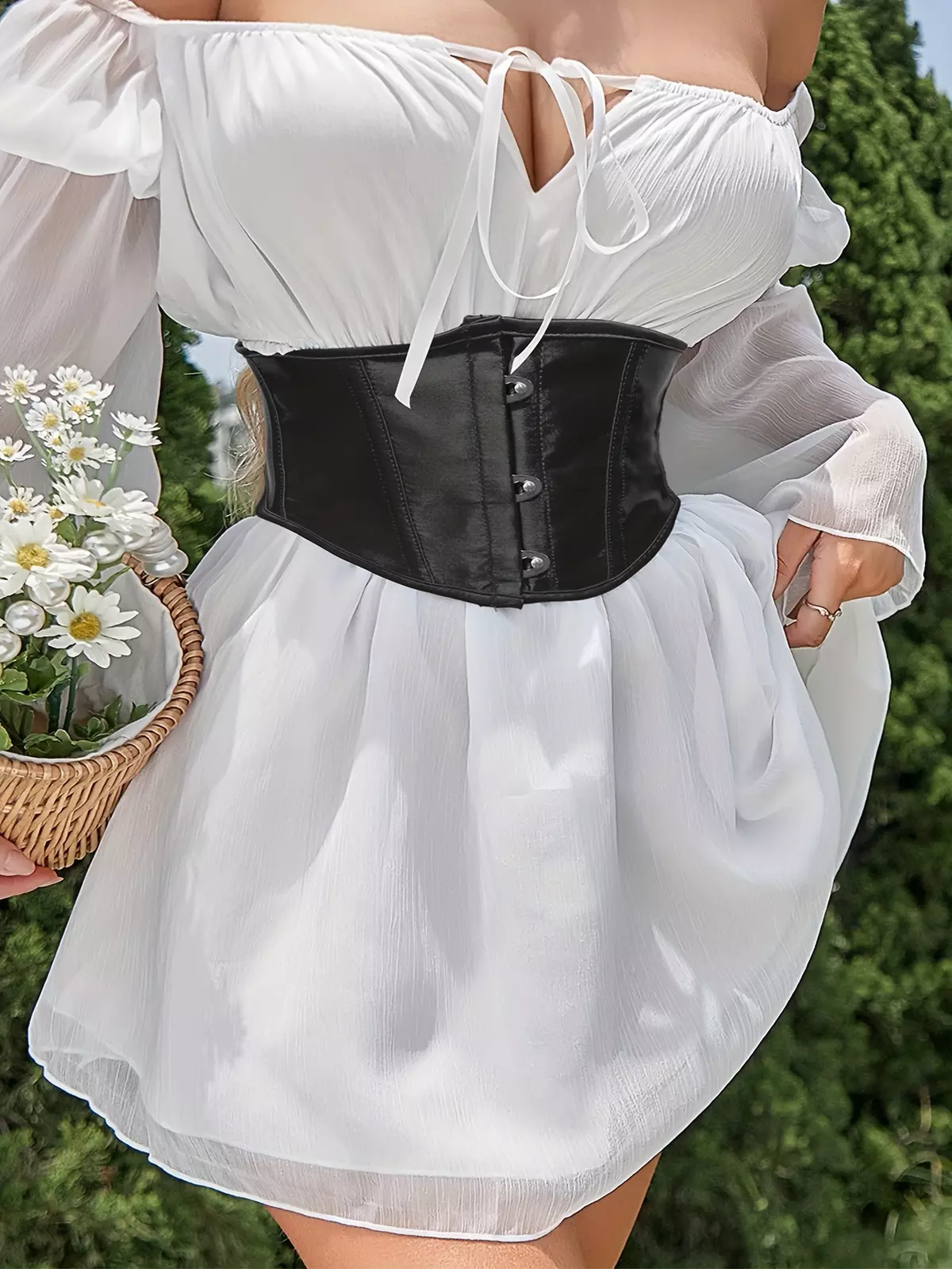 Women's Gothic Corset Top, European Off-Shoulder Waist Cincher, Slimming Underbust Shapewear