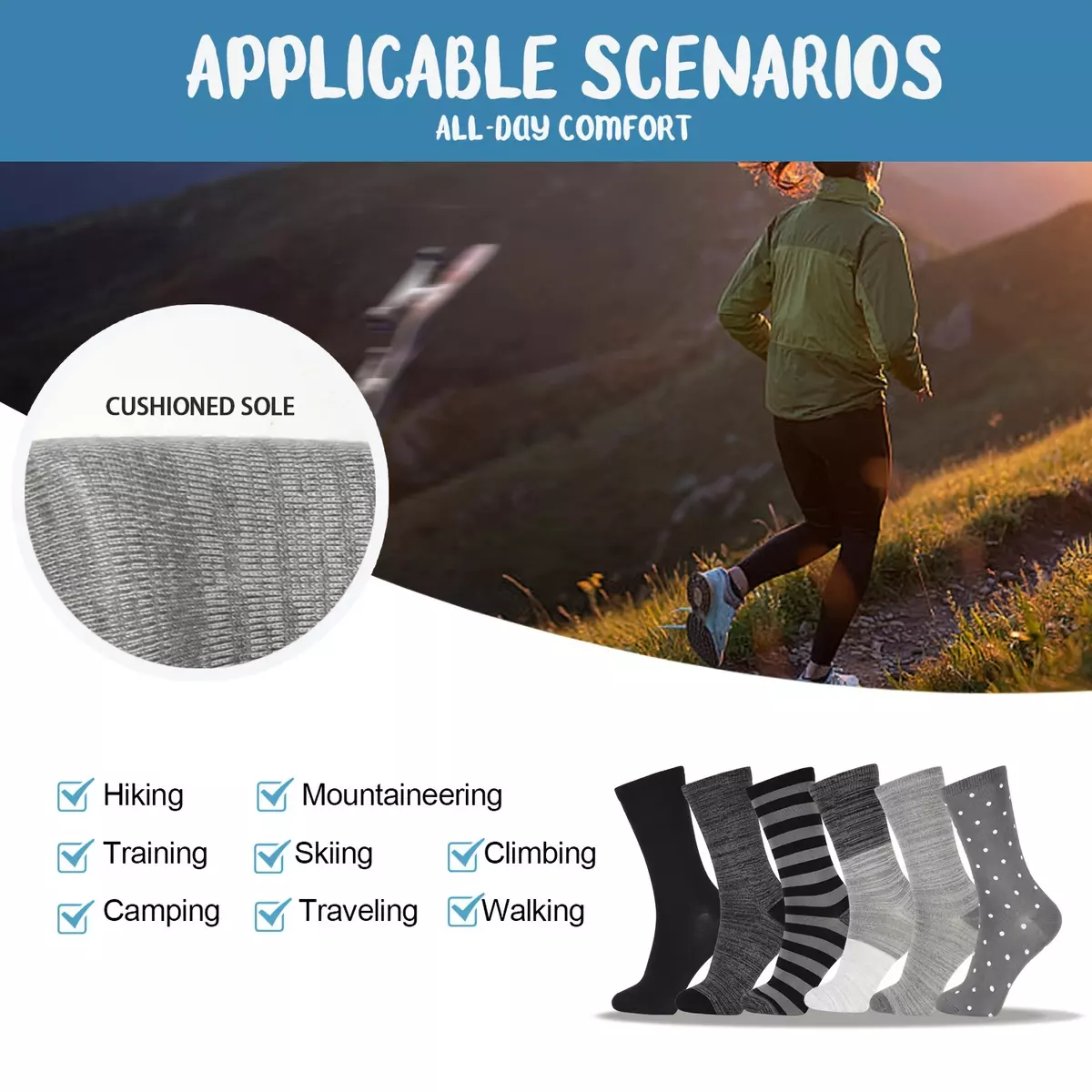 6pairs Comfy & Soft Casual Mid Tube Socks, Women's Stockings & Hosiery