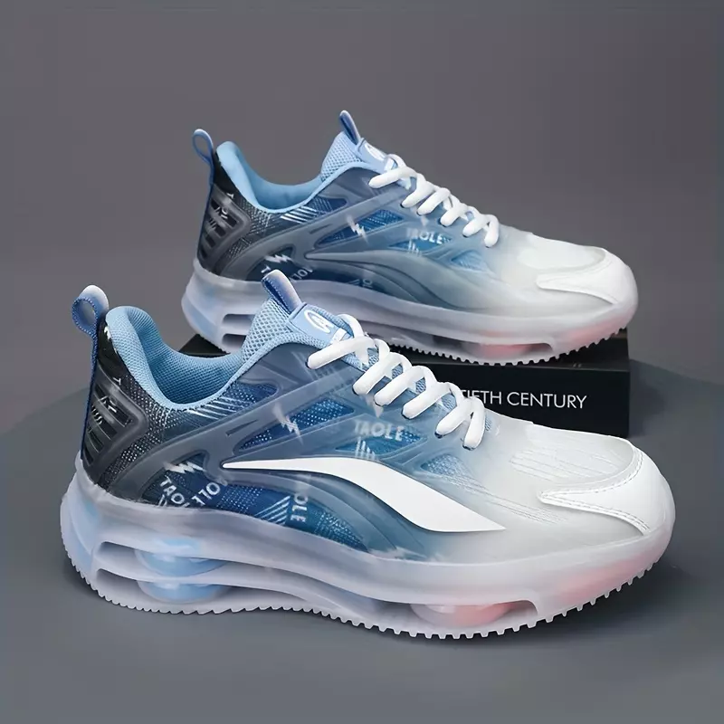 Men's Ombre Shock-absorbing Sneakers - Athletic Shoes - Breathable Lace-ups - Running Basketball Workout Gym-Sky Blue